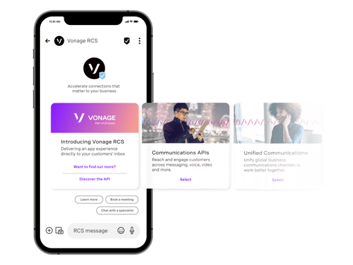 RCS iPhone Screen RCS showcasing content about RCS on an iphone device