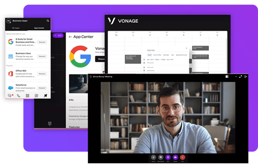 Communicate your way Montage of Vonage product suite screens