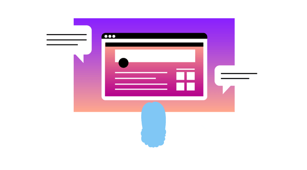 HVS Stylized illustration of a laptop screen with a social media page featured and speech bubbles (cropped)