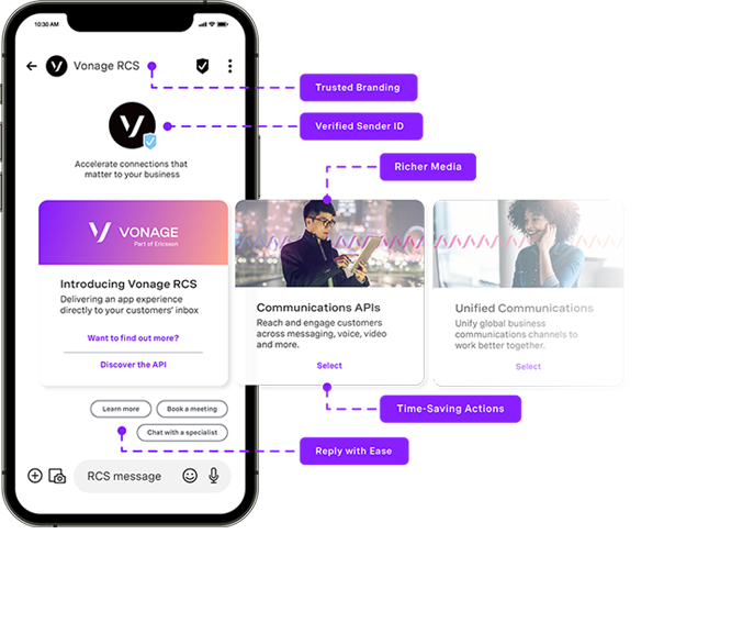 RCS iPhone RCS showcasing content about RCS on an iphone device